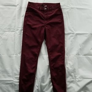 High-Waisted Burgundy Pants
